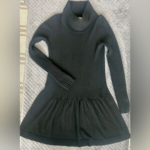 100% Cashmere Black Ribbed Turtleneck Sweater Dress Small